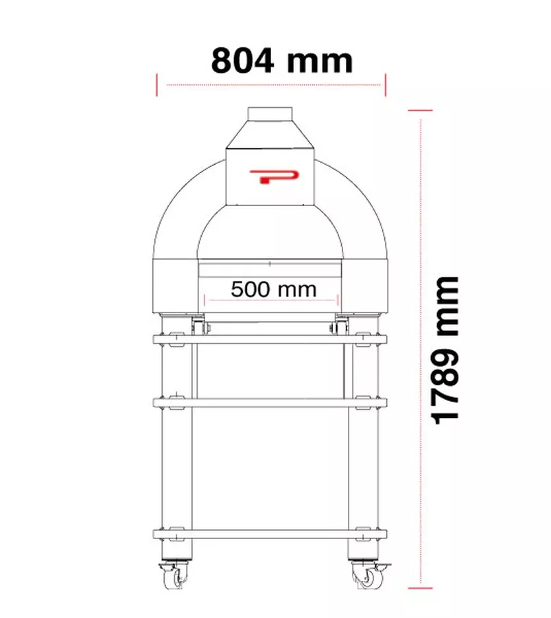 Mobiler Gasbackofen Pavesi JOY 60 | 1/2 Pizzen | Backfläche statisch | B804 x T1022 x H1789 mm